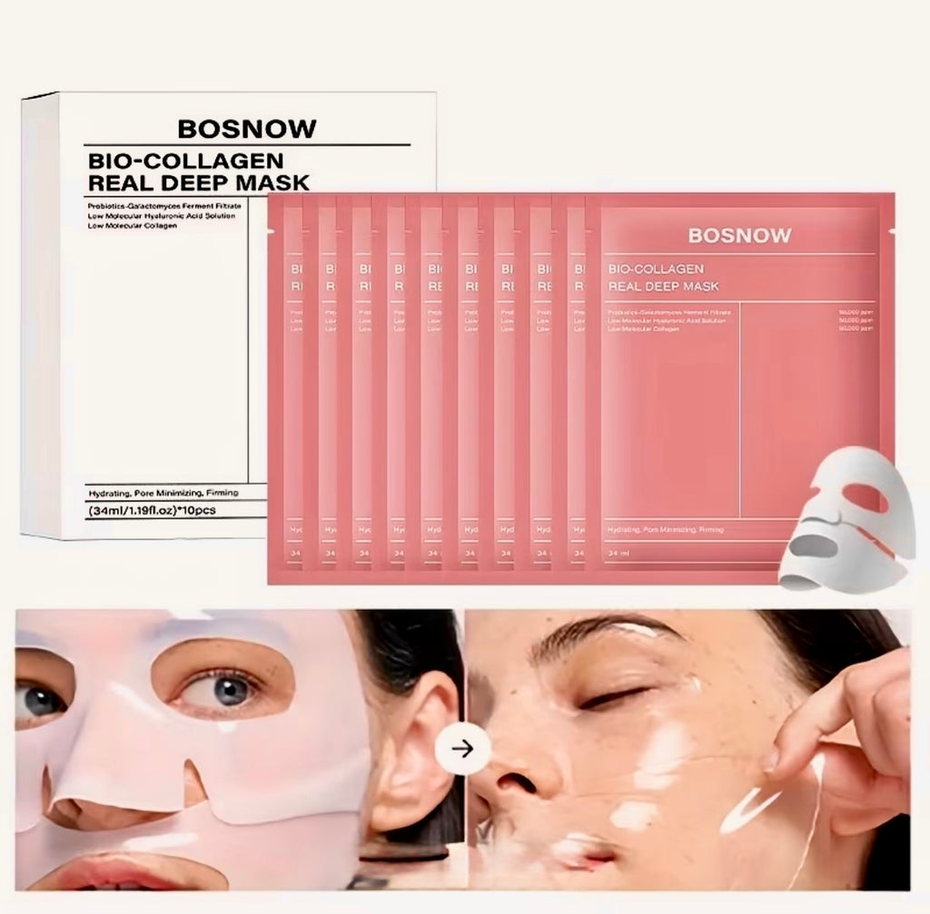 BOSNOW Bio-Collagen Real Deep Mask – Overnight Glass Skin Ritual (10 Pack)